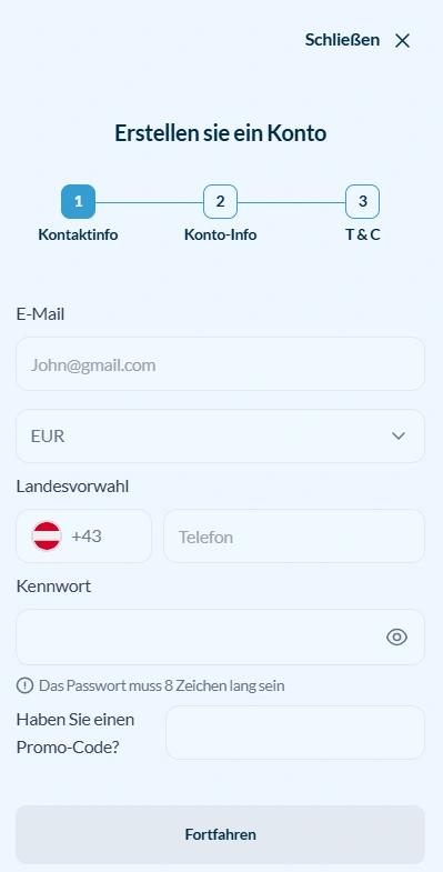 welle mobile signup page